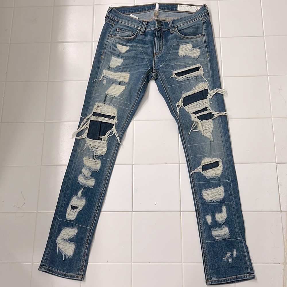 Distressed Blue Women's Ripped Skinny Jeans